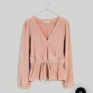 Madewell Corduroy Tie-Front Faux-Wrap Top Size Medium